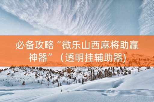 必备攻略“微乐山西麻将助赢神器”（透明挂辅助器)