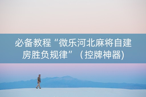 必备教程“微乐河北麻将自建房胜负规律”（控牌神器)