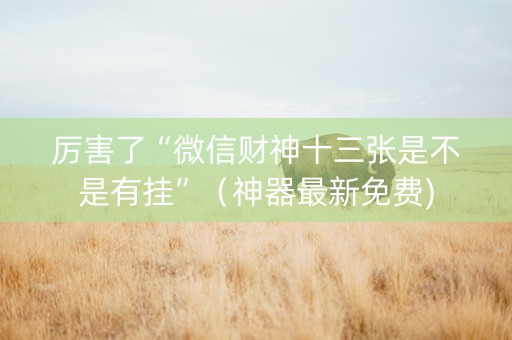厉害了“微信财神十三张是不是有挂”（神器最新免费)