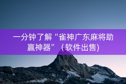 一分钟了解“雀神广东麻将助赢神器”（软件出售)