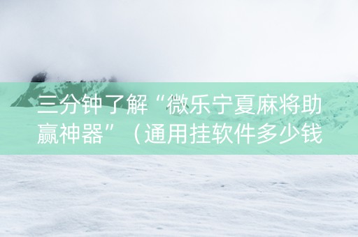 三分钟了解“微乐宁夏麻将助赢神器”（通用挂软件多少钱)