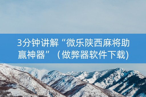 3分钟讲解“微乐陕西麻将助赢神器”（做弊器软件下载)