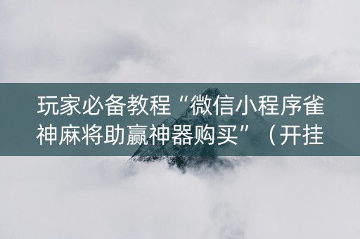 玩家必备教程“微信小程序雀神麻将助赢神器购买”（开挂辅助脚本)