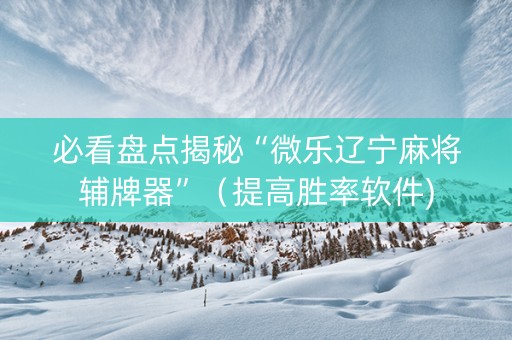 必看盘点揭秘“微乐辽宁麻将辅牌器”（提高胜率软件)