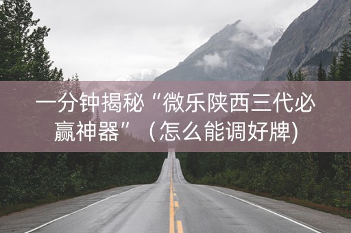 一分钟揭秘“微乐陕西三代必赢神器”（怎么能调好牌)