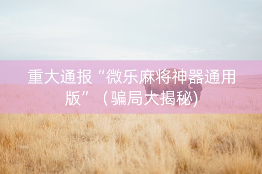 重大通报“微乐麻将神器通用版”（骗局大揭秘)