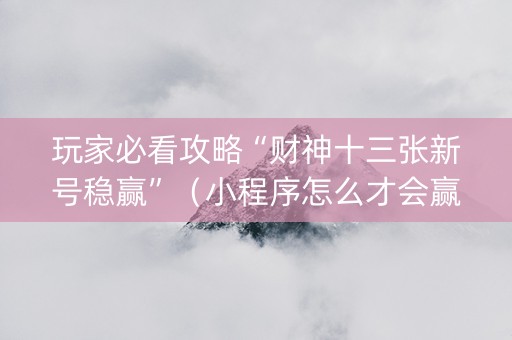 玩家必看攻略“财神十三张新号稳赢”（小程序怎么才会赢)