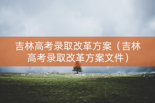 吉林高考录取改革方案（吉林高考录取改革方案文件）