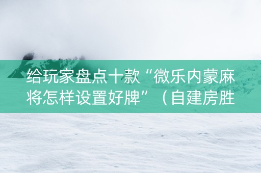 给玩家盘点十款“微乐内蒙麻将怎样设置好牌”（自建房胜负规律)