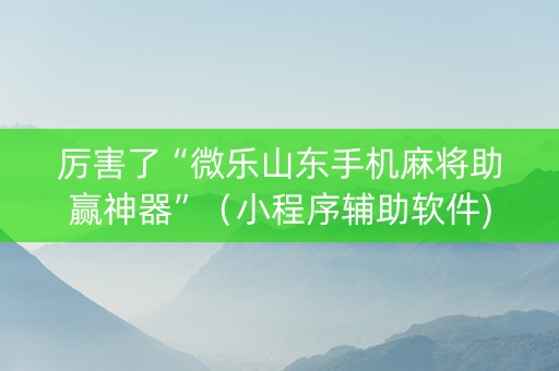 厉害了“微乐山东手机麻将助赢神器”（小程序辅助软件)