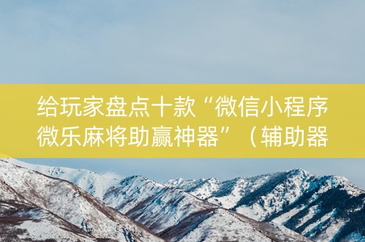 给玩家盘点十款“微信小程序微乐麻将助赢神器”（辅助器插件)