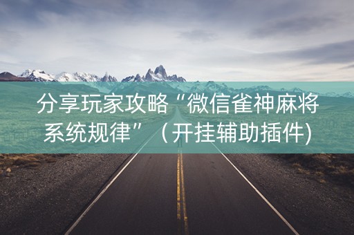 分享玩家攻略“微信雀神麻将系统规律”（开挂辅助插件)