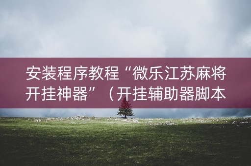 安装程序教程“微乐江苏麻将开挂神器”（开挂辅助器脚本)