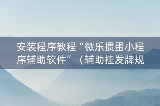 安装程序教程“微乐掼蛋小程序辅助软件”（辅助挂发牌规律)