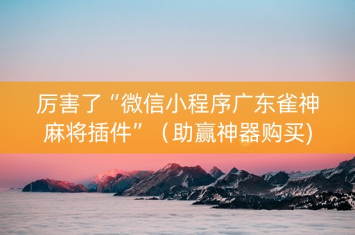 厉害了“微信小程序广东雀神麻将插件”（助赢神器购买)
