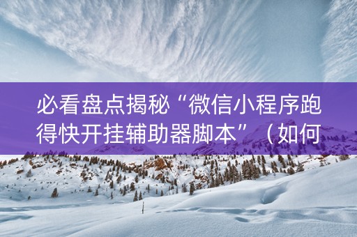 必看盘点揭秘“微信小程序跑得快开挂辅助器脚本”（如何提高胜率)