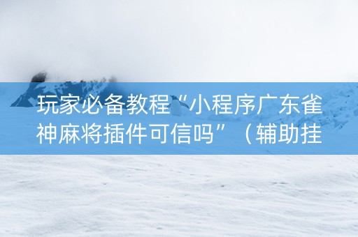 玩家必备教程“小程序广东雀神麻将插件可信吗”（辅助挂发牌规律)