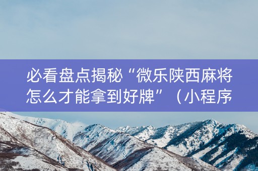 必看盘点揭秘“微乐陕西麻将怎么才能拿到好牌”（小程序辅助软件)