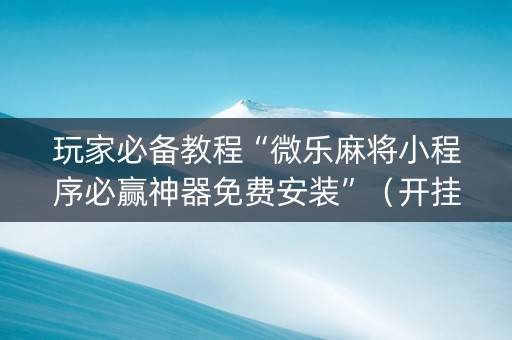 玩家必备教程“微乐麻将小程序必赢神器免费安装”（开挂辅助插件)