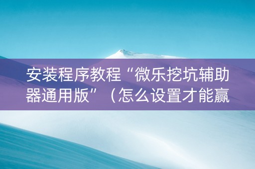 安装程序教程“微乐挖坑辅助器通用版”（怎么设置才能赢)