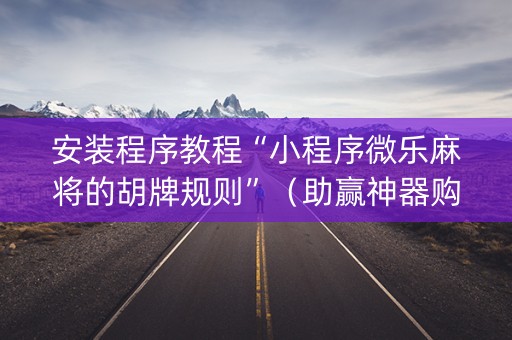 安装程序教程“小程序微乐麻将的胡牌规则”（助赢神器购买)