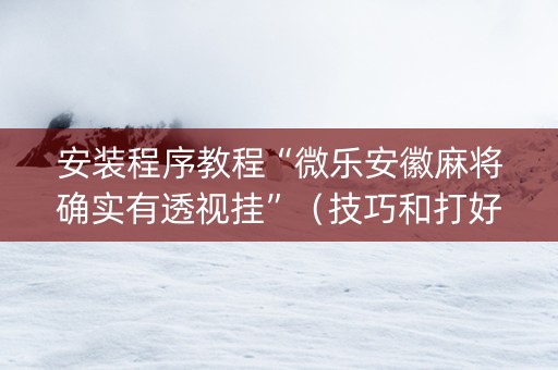 安装程序教程“微乐安徽麻将确实有透视挂”（技巧和打好牌方法)