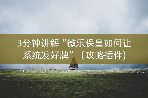 3分钟讲解“微乐保皇如何让系统发好牌”（攻略插件)