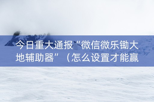 今日重大通报“微信微乐锄大地辅助器”（怎么设置才能赢)