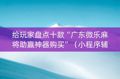 给玩家盘点十款“广东微乐麻将助赢神器购买”（小程序辅助软件)