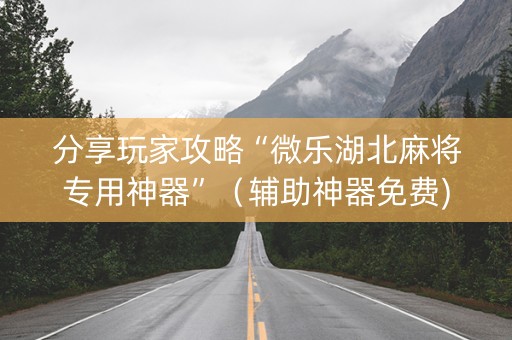 分享玩家攻略“微乐湖北麻将专用神器”（辅助神器免费)