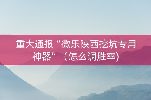 重大通报“微乐陕西挖坑专用神器”（怎么调胜率)