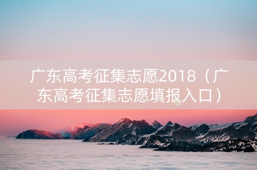 广东高考征集志愿2018（广东高考征集志愿填报入口）