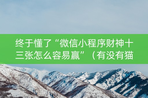 终于懂了“微信小程序财神十三张怎么容易赢”（有没有猫腻)