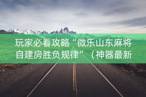 玩家必看攻略“微乐山东麻将自建房胜负规律”（神器最新免费)