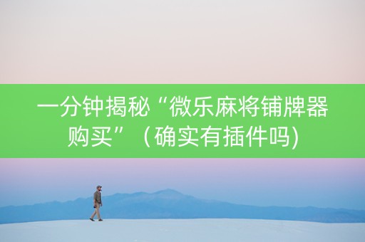 一分钟揭秘“微乐麻将铺牌器购买”（确实有插件吗)
