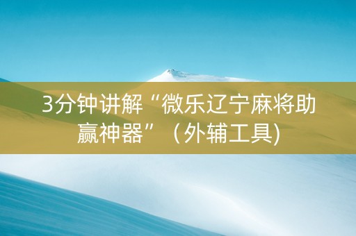 3分钟讲解“微乐辽宁麻将助赢神器”（外辅工具)