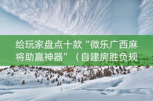 给玩家盘点十款“微乐广西麻将助赢神器”（自建房胜负规律)