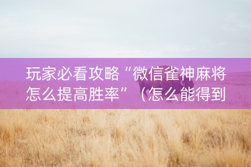 玩家必看攻略“微信雀神麻将怎么提高胜率”（怎么能得到好牌)