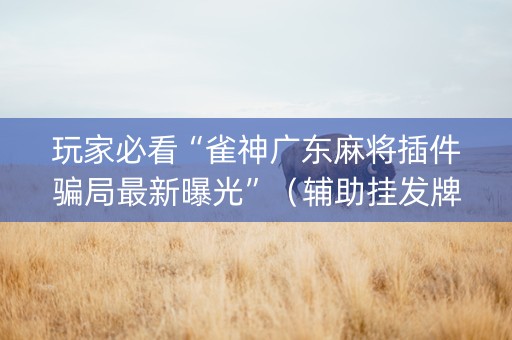 玩家必看“雀神广东麻将插件骗局最新曝光”（辅助挂发牌规律)