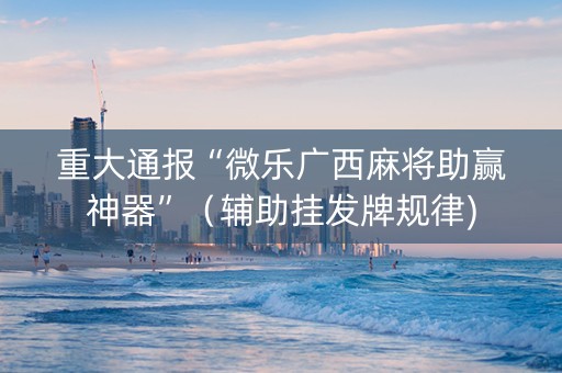 重大通报“微乐广西麻将助赢神器”（辅助挂发牌规律)