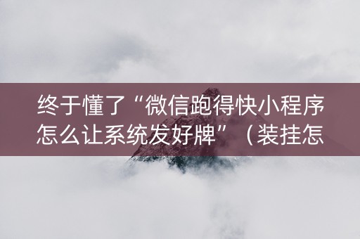 终于懂了“微信跑得快小程序怎么让系统发好牌”（装挂怎么安装)