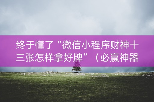 终于懂了“微信小程序财神十三张怎样拿好牌”（必赢神器辅助器)