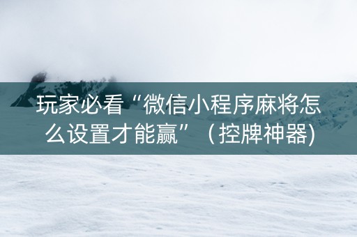 玩家必看“微信小程序麻将怎么设置才能赢”（控牌神器)