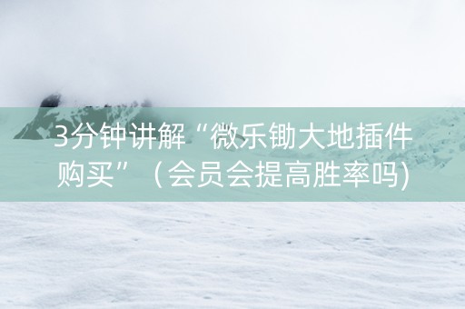 3分钟讲解“微乐锄大地插件购买”（会员会提高胜率吗)