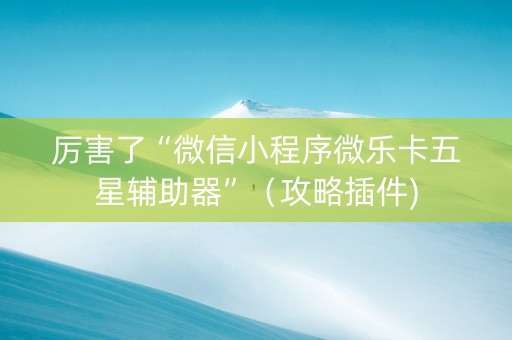 厉害了“微信小程序微乐卡五星辅助器”（攻略插件)