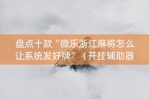 盘点十款“微乐浙江麻将怎么让系统发好牌”（开挂辅助器插件)