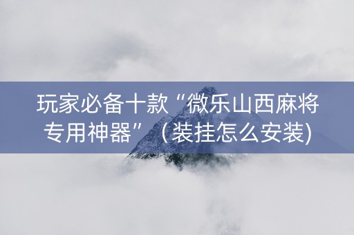 玩家必备十款“微乐山西麻将专用神器”（装挂怎么安装)