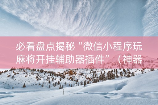 必看盘点揭秘“微信小程序玩麻将开挂辅助器插件”（神器通用版)