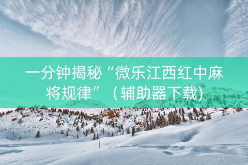 一分钟揭秘“微乐江西红中麻将规律”（辅助器下载)