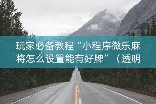 玩家必备教程“小程序微乐麻将怎么设置能有好牌”（透明挂辅助器)